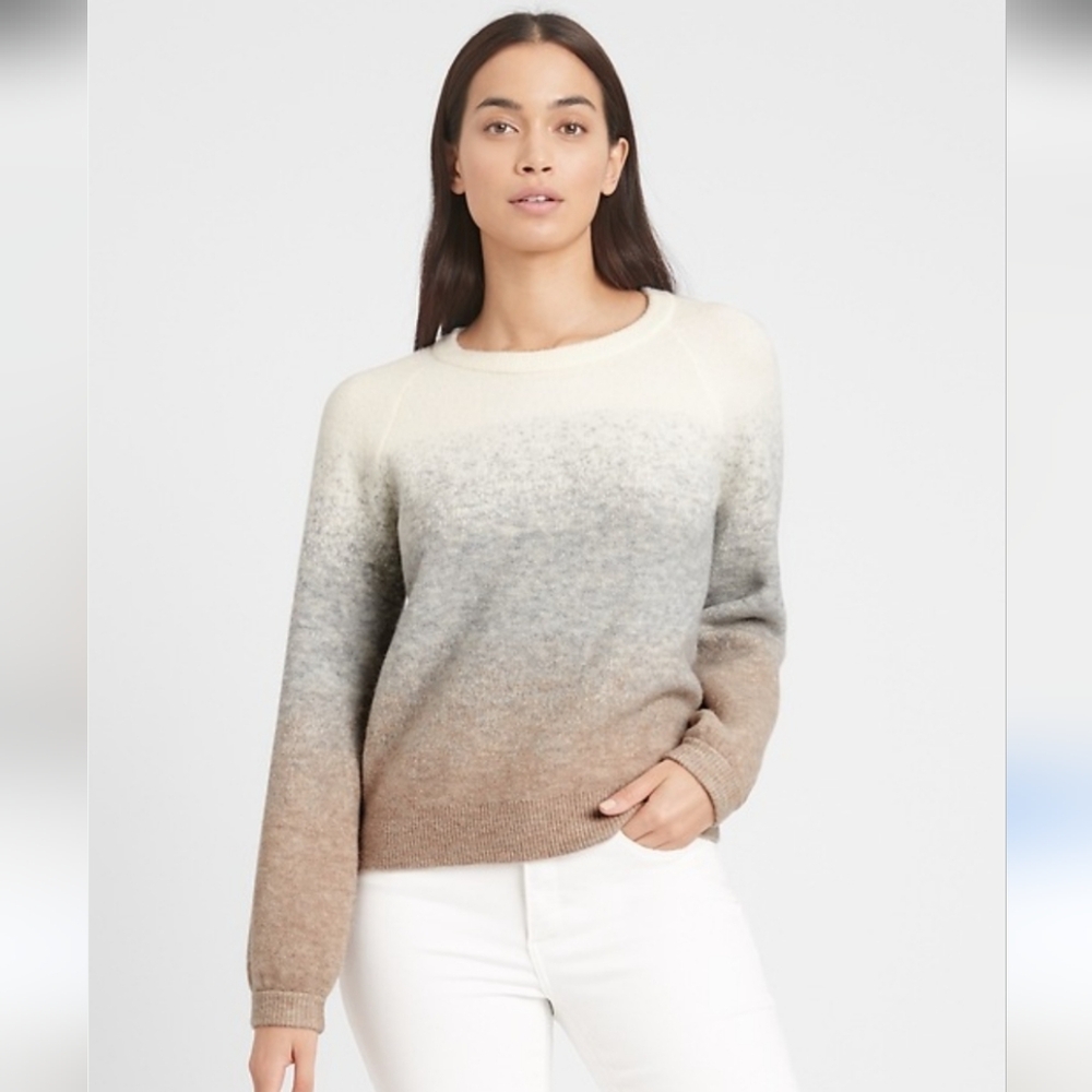 Banana Republic Cream and Gray Ombre Sweater